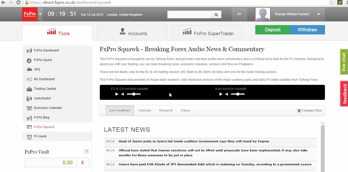 setting up fxpro squawk learn to trade the news