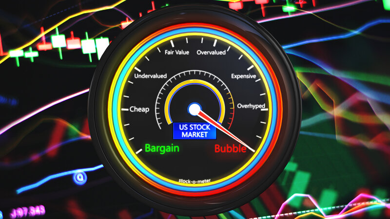 US Stock Market Bubble Meter 3D Illustration